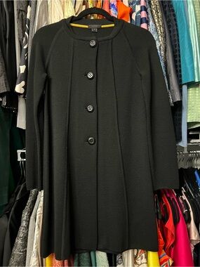 J. Crew Collection Black Long-Sleeve Button Front Sweater Coat